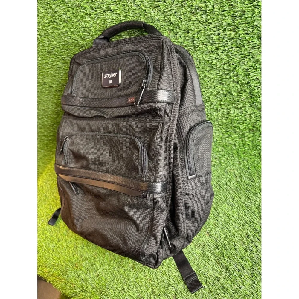 Tumi Alpha 3 Black Ballistic Nylon Leather Trim Backpack Mens Bag MSRP $695